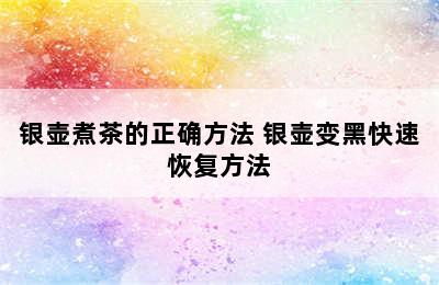 银壶煮茶的正确方法 银壶变黑快速恢复方法